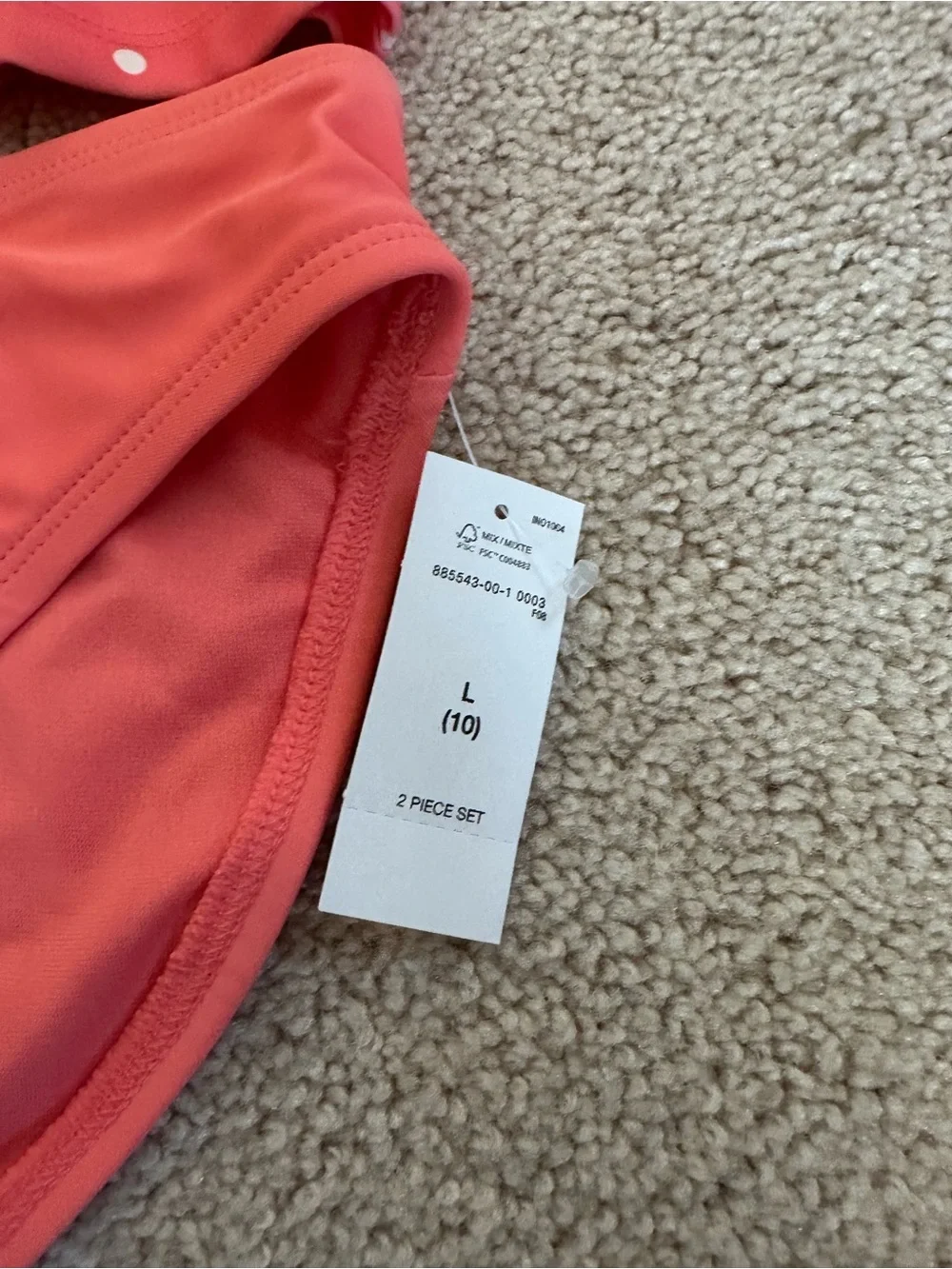 GAP Coral Pink Polka Dot Long Sleeve Rash Guard Set